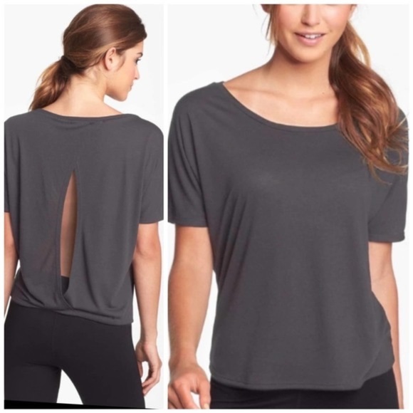 ALO Yoga Tops - Alo Yoga Open Back Grey T Shirt